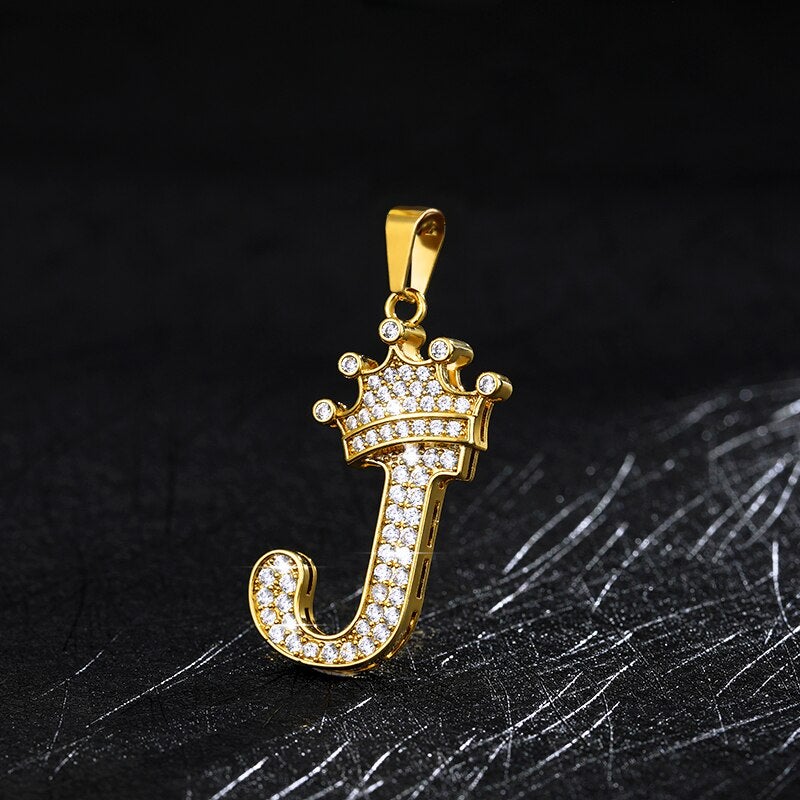 Gold Crown Initial Dog Tag