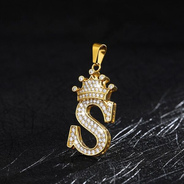 Gold Crown Initial Dog Tag